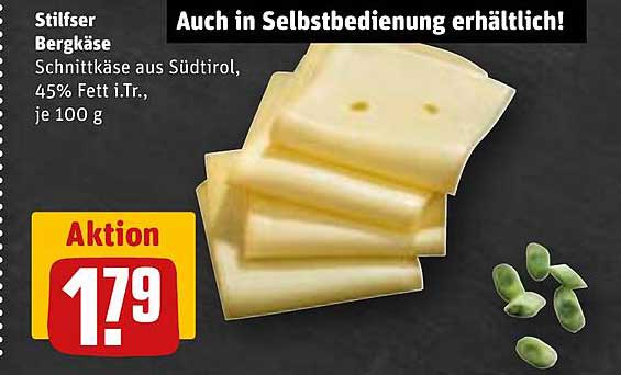 Stilfser Bergkäse - Schnittkäse aus Südtirol, 45% Fett i.Tr., je 100 g