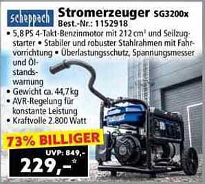 Stromerzeuger SG3200x von Scheppach