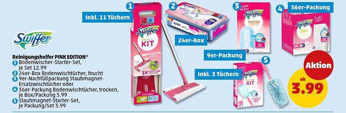 Swiffer Reinigungshilfer PINK EDITION - Bodenwischer Starter-Set inkl. 11 Tüchern