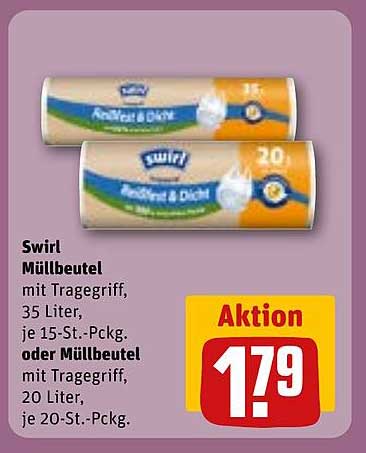 Swirl Müllbeutel mit Tragegriff, 35 Liter oder 20 Liter