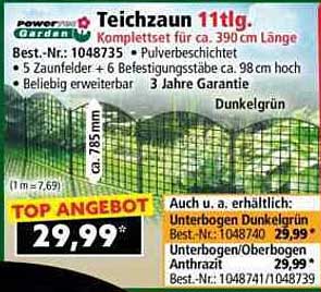 Teichzaun 11tlg. - Komplettset für ca. 390 cm Länge