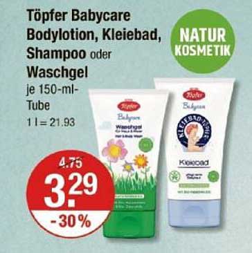Töpfer Babycare Bodylotion, Kleiebad, Shampoo oder Waschgels je 150-ml-Tube