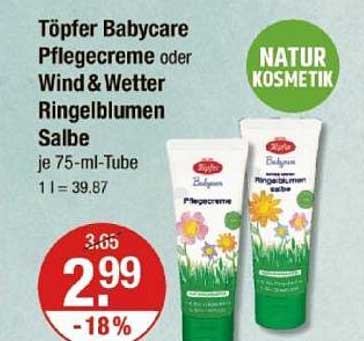 Töpfer Babycare Pflegecreme oder Wind & Wetter Ringelblumen Salbe je 75-ml-Tube