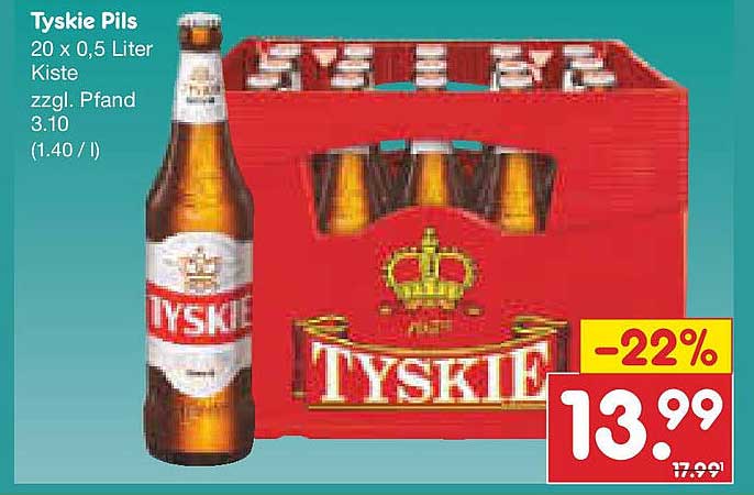 Tyskie Pils 20 x 0,5 Liter Kiste