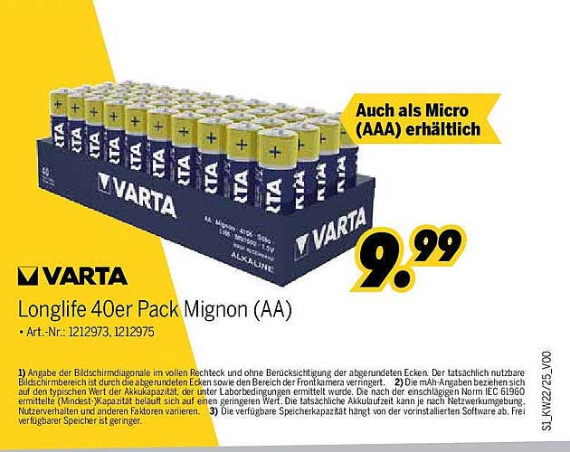 VARTA Longlife 40er Pack Mignon (AA)
