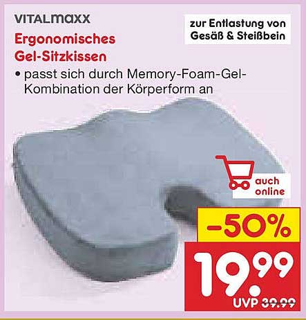 Vitalmaxx Ergonomisches Gel-Sitzkissen