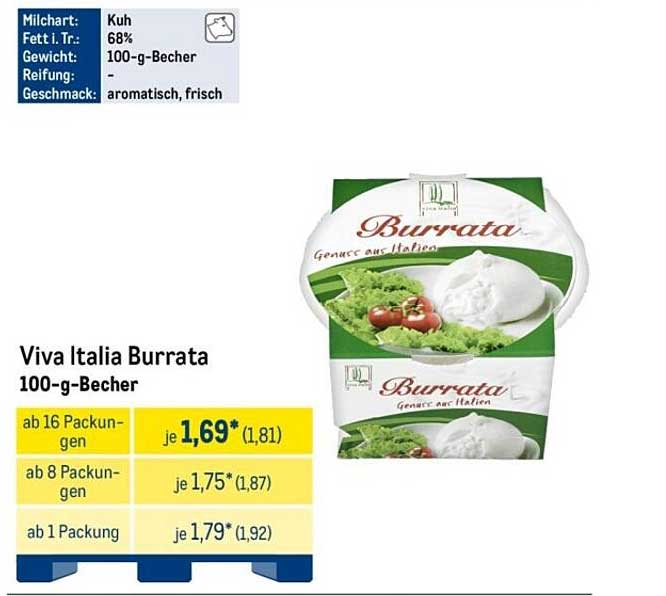 Viva Italia Burrata 100-g-Becher