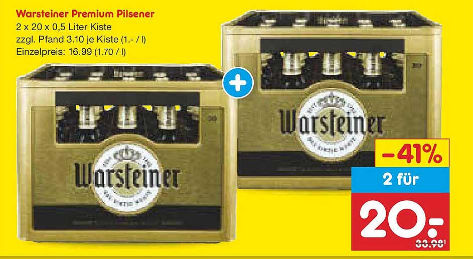 Warsteiner Premium Pilsener 2 x 20 x 0,5 Liter Kiste