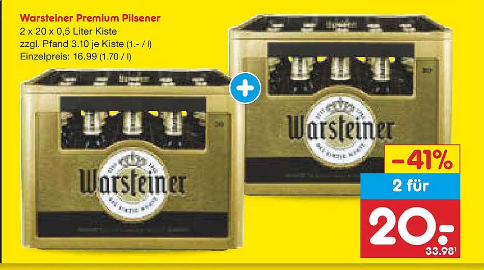 Warsteiner Premium Pilsener 2 x 20 x 0,5 Liter Kiste