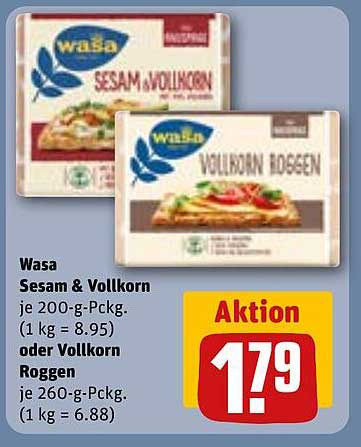 Wasa Sesam & Vollkorn oder Vollkorn Roggen