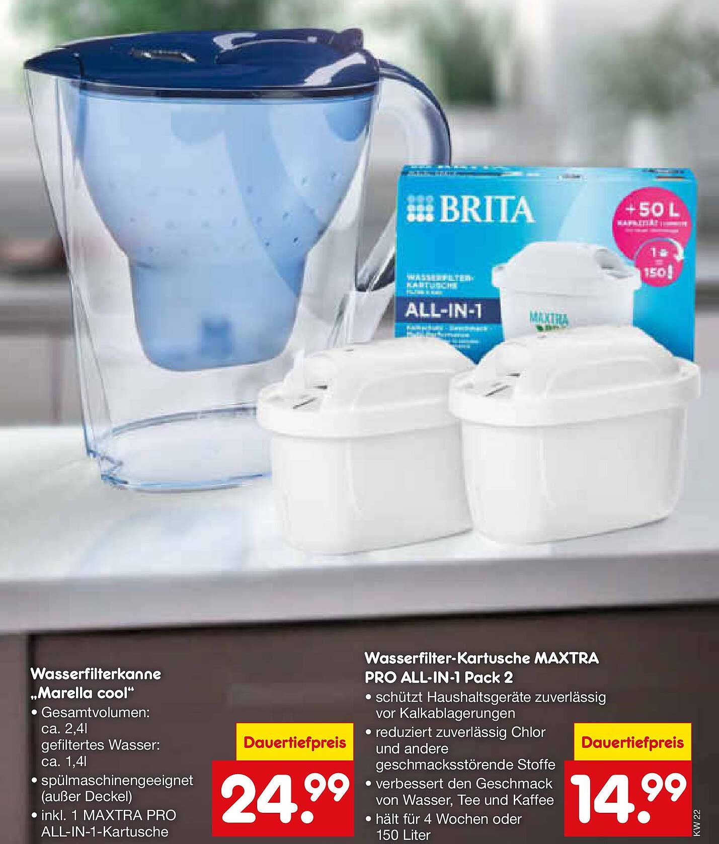 Wasserfilterkanne „Marella cool“ mit MAXTRA PRO ALL-IN-1 Kartusche