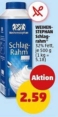 WEIHENSTEPHAN Schlag-Rahm 32% Fett, je 500 g