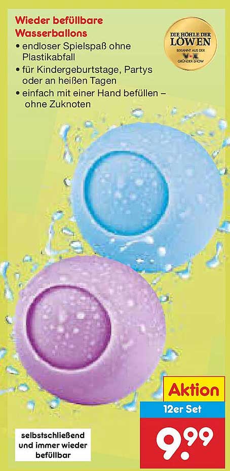Wieder befüllbare Wasserballons – 12er Set