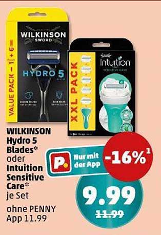 WILKINSON Hydro 5 Blades oder Intuition Sensitive Care je Set