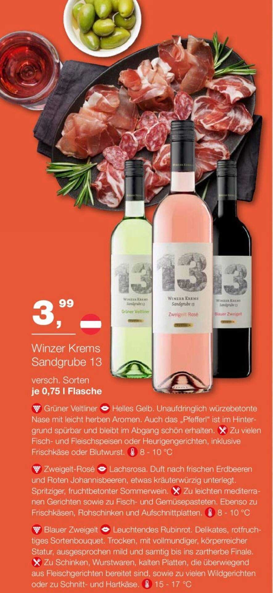 Winzer Krems Sandgrube 13 - verschiedene Sorten je 0,75 l Flasche