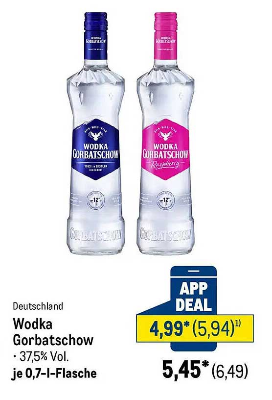 Wodka Gorbattschow – 37,5% Vol., je 0,7 l-Flasche