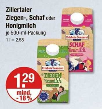 Zillertaler Ziegen-, Schaf oder Honigmilch je 500-ml-Packung