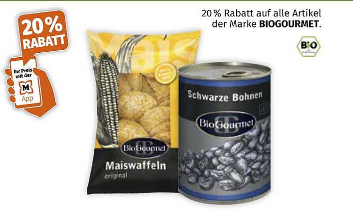 20 % Rabatt auf alle Artikel der Marke BIOGOURMET.