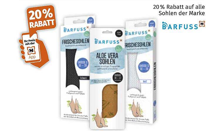 20% Rabatt auf alle Sohlen der Marke BÄRFUSS
