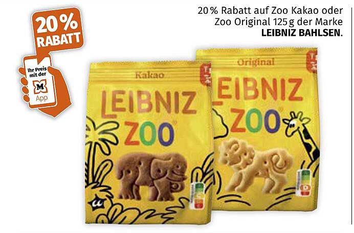 20% Rabatt auf Zoo Kakao oder Zoo Original 125 g der Marke LEIBNIZ BAHLSEN.