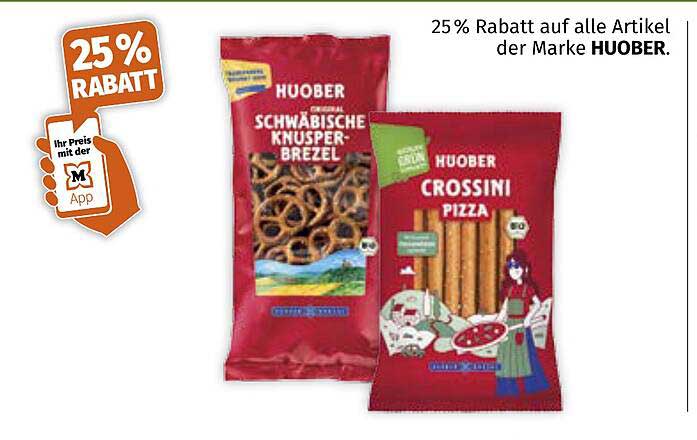 25% Rabatt auf alle Artikel der Marke HUOBER.