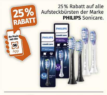 25% Rabatt auf alle Aufsteckbürsten der Marke PHILIPS Sonicare.