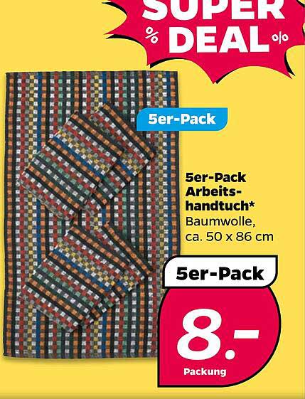 5er-Pack Arbeitshandtuch* Baumwolle, ca. 50 x 86 cm
