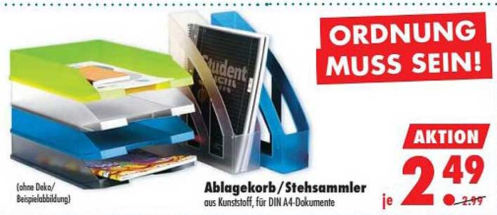 Ablagekorb/Stehsammler aus Kunststoff, für DIN A4-Dokumente