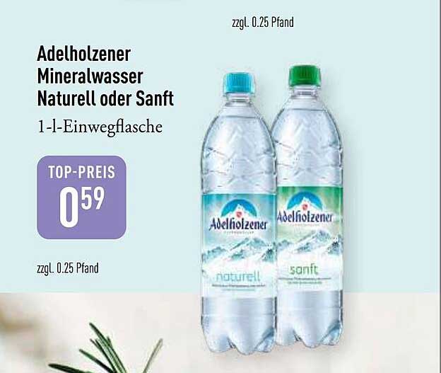 Adelholzener Mineralwasser Naturell oder Sanft 1-l-Einwegflasche