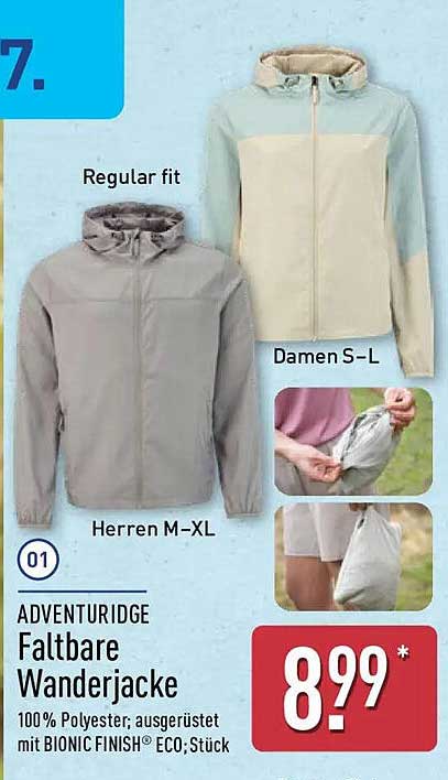 ADVENTURIDGE Faltbare Wanderjacke