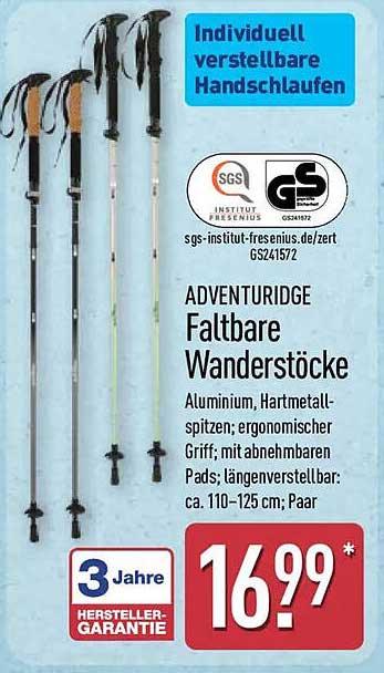 ADVENTURIDGE Faltbare Wanderstöcke