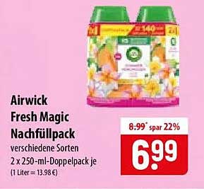 Airwick Fresh Magic Nachfüllpack verschiedene Sorten 2 x 250-ml-Doppelpack je