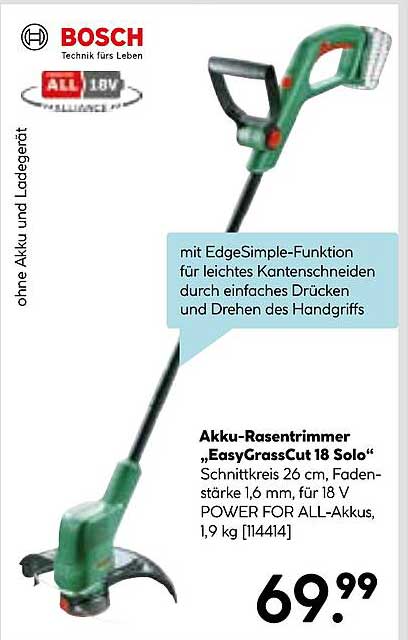 Akku-Rasentrimmer „EasyGrassCut 18 Solo“