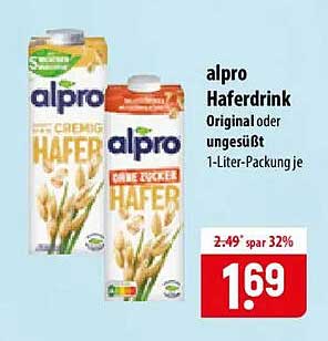 alpro hafedrink Original oder ungesüßt 1-Liter-Packung je