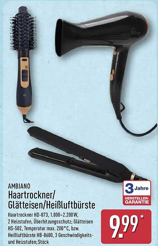 AMBIANO Haartrockner/ Glätteisen/Heißluftbürste