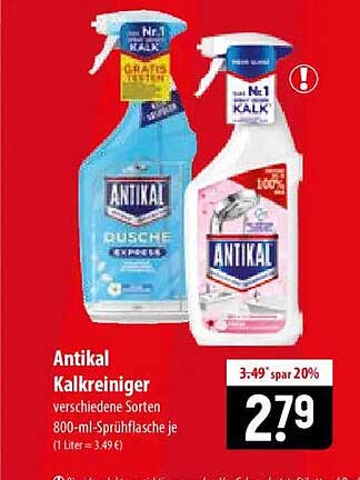 Antikal Kalkreiniger verschiedene Sorten 800-ml-Sprühflasche je