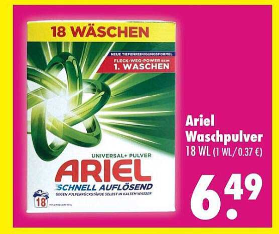 Ariel Waschpulver 18 WL (1 WL / 0,37 €)
