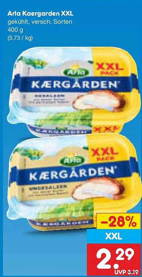 Arla Kaergarden XXL gekühlt, versch. Sorten 400 g (5.73 / kg)