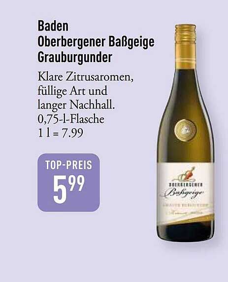 Baden Oberbergener Baßgeige Grauburgunder