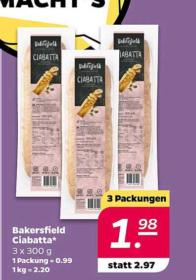 Bakersfield Ciabatta* 3 x 300 g