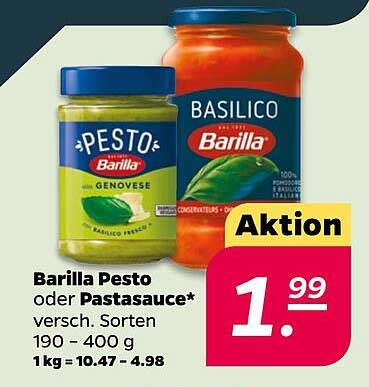 Barilla Pesto oder Pastasauce* versch. Sorten 190 - 400 g 1 kg = 10.47 - 4.98