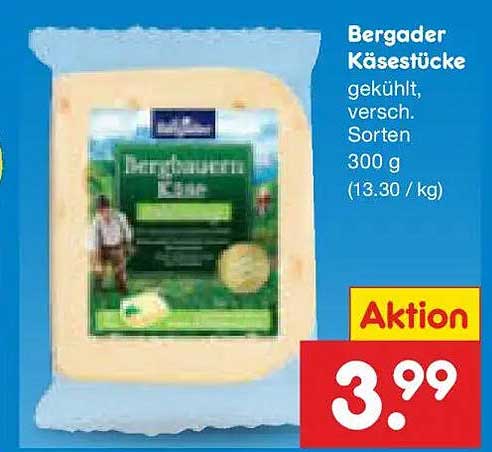 Bergader Käsetücke gekühlt, versch. Sorten 300 g