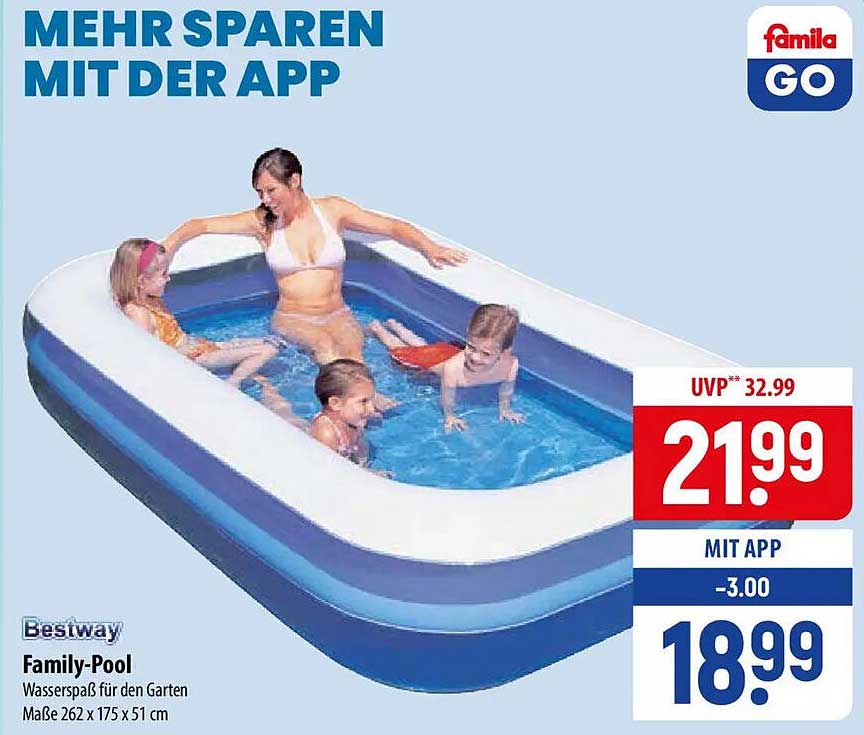 Bestway Family-Pool Wasserspaß für den Garten Maße 262 x 175 x 51 cm