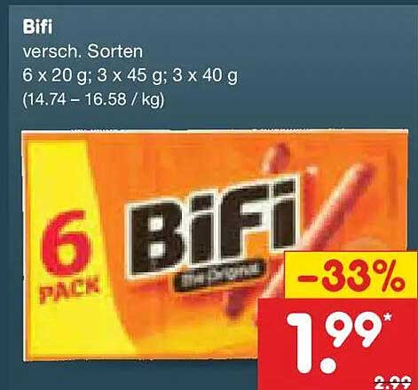 Bifi versch. Sorten 6 x 20 g; 3 x 45 g; 3 x 40 g