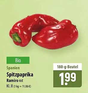 Bio Spanien Spitzpaprika Ramiro rot