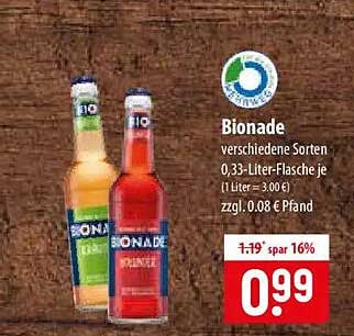 Bionade verschiedene Sorten 0,33-Liter-Flasche je