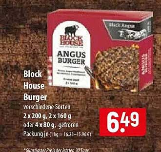 Block House Burger verschiedene Sorten 2 x 200 g, 2 x 160 g oder 4 x 80 g, gefroren