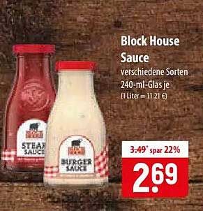 Block House Sauce verschiedene Sorten 240-ml-Glas je (1 Liter = 11,21 €)