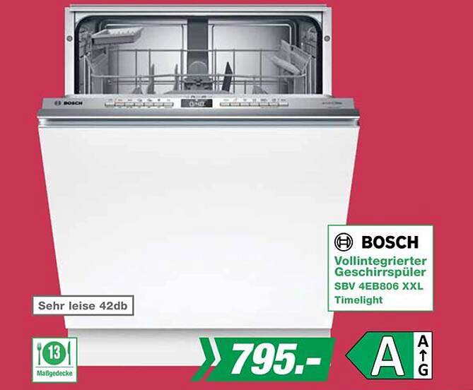 BOSCH Vollintegrierter Geschirrspüler SBV 4EB806 XXL TimeLight