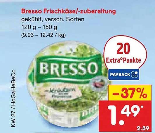 Bresso Frischkäse/-zubereitung